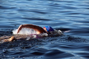 Roni Hibben takes her turn swimming outside of Whiskey Rock. Photo by Ben Olson.