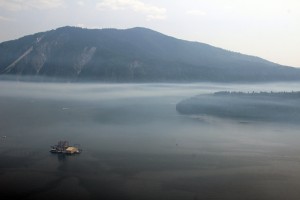 A haze over Lake Pend Oreille. Photo by Ben Olson.