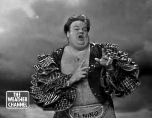 Chris Farley’s “Saturday Night Live” skit where he plays “El Niño” for the Weather Channel.