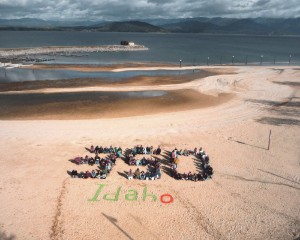 The Sandpoint chapter of 350.org gathers at the City Beach. Courtesy photo.