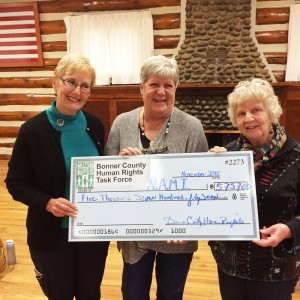 From left to right: Amber Snoddy (NAMI Board President), Catherine Perusse (NAMI Board, Crisis Line Project Manager), Brenda Hammond (BCHRTF Secretary and Past President). Photo by Donna Brundage.