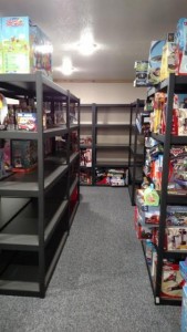 The shelves of toys at the Lions Den could use more toys!