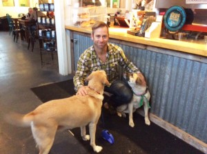 Rick Evans with Drake (left) and Roxy (right).