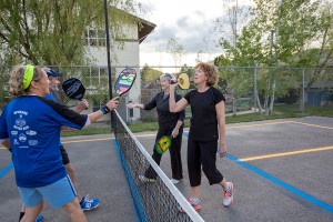 Ellen Westfall and Gary Noble (near side) battle against Bob Krummert and Mack MacKinnon (far side) at SWAC last week. Photo by Ben Olson.