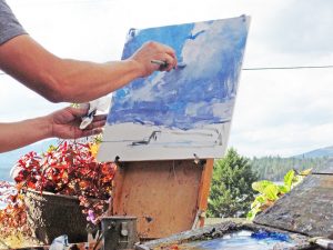 Moscow painter Aaron Johnson captures a scene for the 2015 Friends of Scotchman Peaks Wilderness Plein Air Paintout.  Courtesy photo.