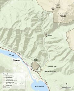 In this map, the proposed tailings facility and mill site can be seen. Map courtesy of Hecla Mining Co.