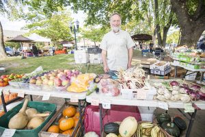 Bill Lamson - Squash and craft gourds:  Years at the Farmers Market: 15, if his memory serves      “I had an abnormal number of under-performing crops. Weather? Disease? Inattentive farming? Space aliens? I can never fully understand the ways of nature; still, the scientist in me wants to know. Gardening for me is, and always has been, an ongoing experiment. In spite of my failures, the sales this year will be close to average.” Photo by Cameron Barnes