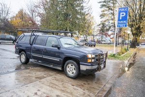 A truck leaves the downtown city parking lot at Church St. and Third Ave. Photo by Cameron Barnes.